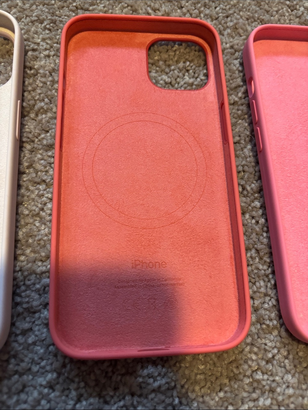 Set of 3 Apple Silicone iPhone15 Cases - Pink / Coral / Cream - Picture 7 of 11